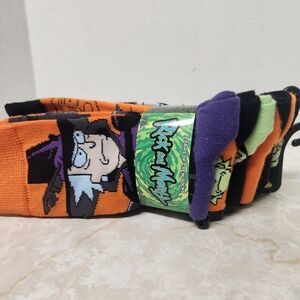 6 Pairs of Rick and Morty Crew Socks Halloween Orange Black Purple New 6-12